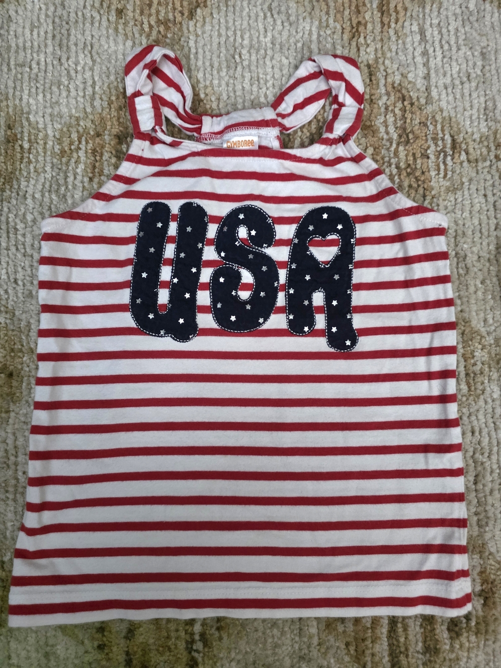 Gymboree Red & White Striped USA Tank Top Size 4t